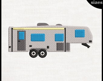 Fifth Wheel Camper Embroidery Design – RV Stitch Pattern (Digital Download)