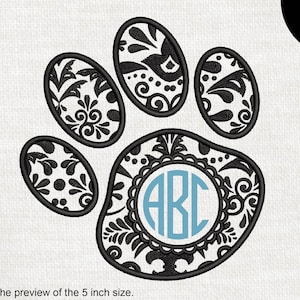 Paw Zentangle V1 - Design for Embroidery Machine Digital Graphic File Stitch Instant Download Commercial Use animal 46e