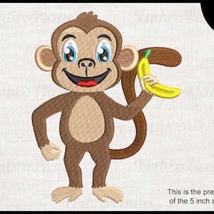 Monkey  - Design for Embroidery Machine Instant Download digital embroidering files stitch cartoon safari animal jungle 1460e