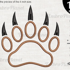 Bear Paw Applique - Design for Embroidery Machine Instant Download digital file stitch sign icon symbol pattern cartoon footprint foot 1278e
