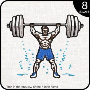 Gym Bro - Design for Embroidery Machine Instant Download digital embroidering files stitch strong man brother lifting weights 1819e