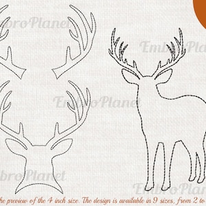 Outline Reindeer - Disegni per macchina da ricamo Instant Download digital file segno segno icona modello cartone animato simbolo foresta animale 1113e
