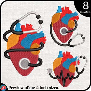 Heart And Stethoscope - Design for Embroidery Machine Instant Download digital embroidering file stitch cartoon 1620e