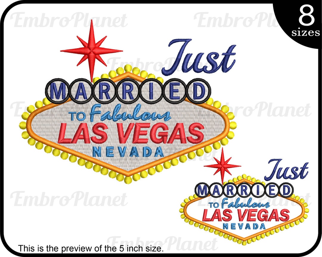 Just Married Las Vegas Sign Design for Embroidery Machine Etsy