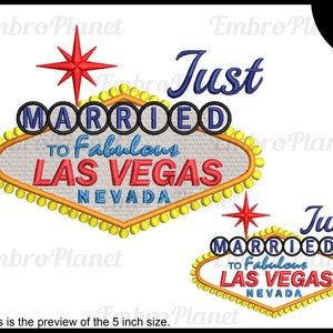 Just Married Las Vegas Sign - Design for Embroidery Machine Instant Download digital embroidering file stitch cartoon 1572e