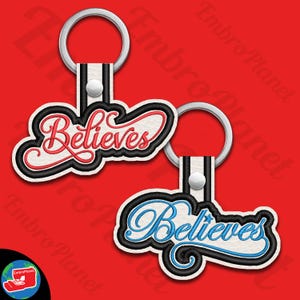 Satin Believes Snap Keychain Digital Item - tab key fob ITH keyring keyholder - fit in 4x4 hoop - files for embroidery machine 28ss