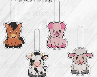 Snap Keychain Cute Animals Digital Item - snap tab gift - key fob tab ITH - fit in 4x4 hoop - files for embroidery machine - 23xx