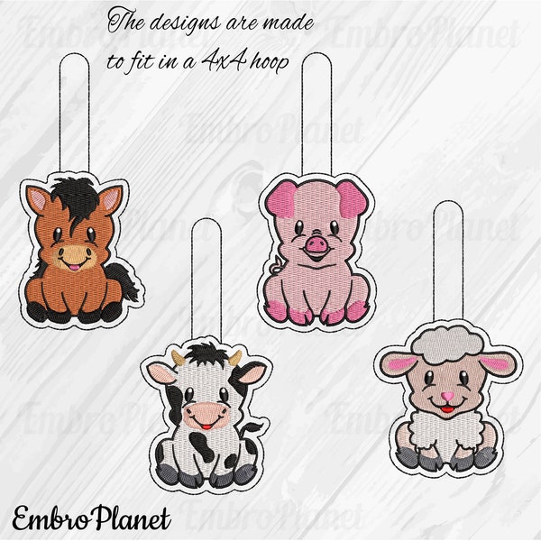 Snap Keychain Cute Animals Digital Item - snap tab gift - key fob tab ITH - fit in 4x4 hoop - files for embroidery machine - 23xx