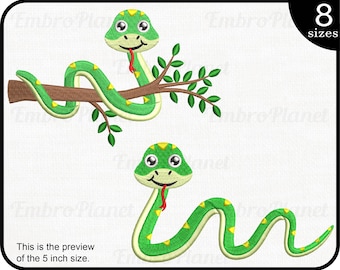 Cartoon Snake Embroidery Design - Safari Animal File (Digital Download)