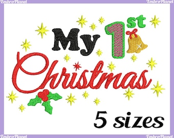 My 1st Christmas - Design for Embroidery Machine Instant Download Digital Graphic Full Stitch 4x4 5x7 inch hoop - xmas Christmas File 393e