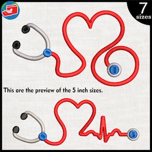 Heart Stethoscope Embroidery Designs: Doctor Symbol (Digital Download) 691e