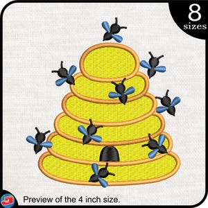 Beehive - Designs for Embroidery Machine Instant Download digital embroidering files stitch pattern cartoon bee house insect flying 926e