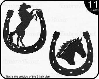 Black Horseshoe - Designs for Embroidery Machine Instant Download digital embroidering files stitch horse shoe luck icon 1761e