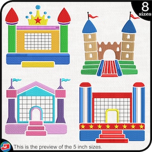 Bounce House Party - Designs for Embroidery Machine Instant Download digital file stitch cartoon bouncy balloon 685e