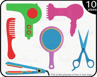 Hairdresser Tools Embroidery Designs – Salon Graphics (Digital Download)