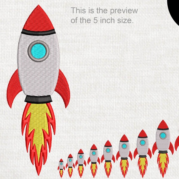 Rocket - Designs for Embroidery Machine Instant Download Digital File red space fast fire flying rocket 61e
