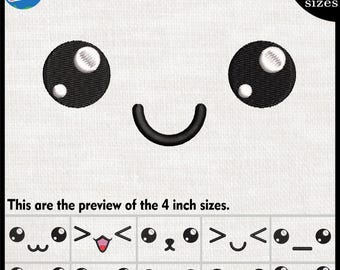 Kawaii Face Embroidery Designs – Japanese Stitch Files (Digital Download)