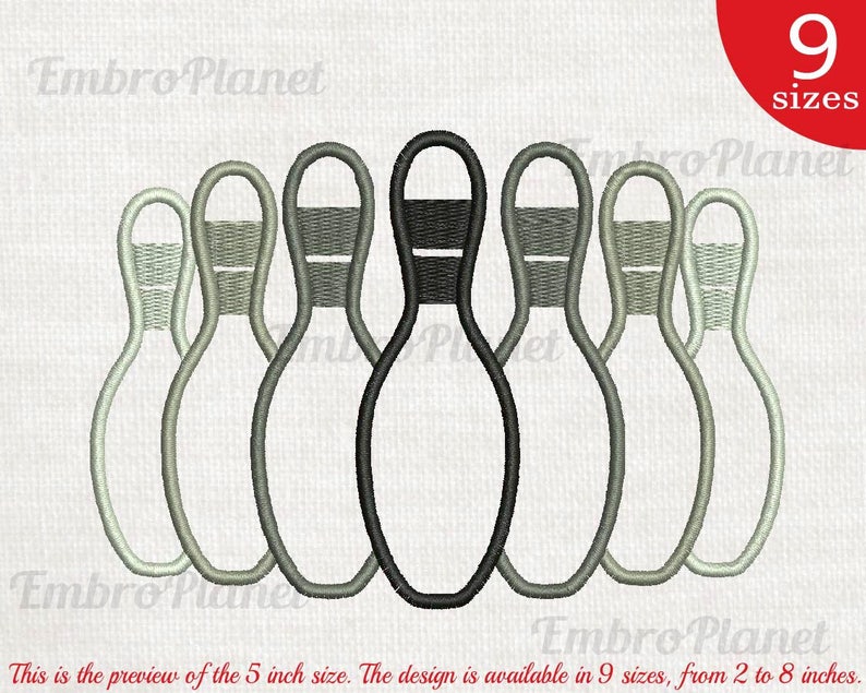 Pin Embro Bowling Pins Embroidery Design: Instant Download (2-8 Inch) - Etsy