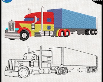 Classic Semi Truck Designs Files For Embroidery Machine 599e