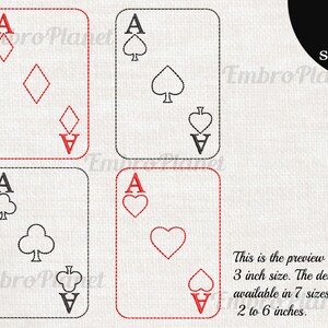 Outline Card Signs - Designs for Embroidery Machine Instant Download digital file stitch sign icon pattern cartoon symbol playing card 1108e