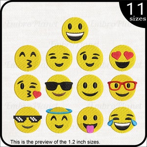 Emoji Gesichter Designs für die Stickmaschine Sofort Download digitale Stickdateien Schild Piktogramm Symbol Cartoon Chat Gesicht Emoticon 1504e Bild 2