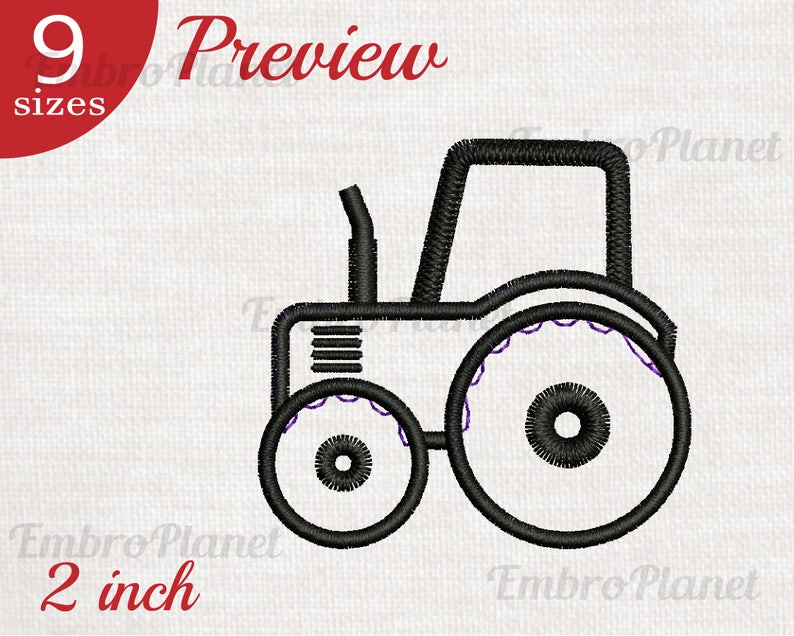 Applique Tractor - Design for Embroidery Machine Instant Download ...