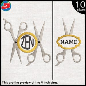 Scissors Frames - Designs for Embroidery Machine Instant Download digital embroidering files stitch girl hair salon cut 463e