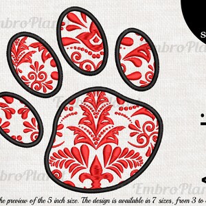 Applique Zentangle Paw - Design for Embroidery Machine Instant Download digital file stitch sign icon pattern cartoon farm animal pet 1170e