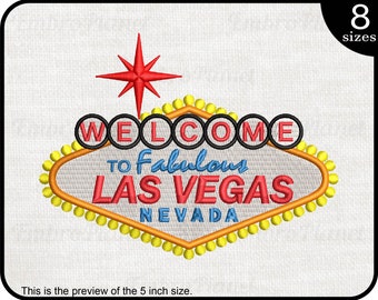 Las Vegas Sign - Design for Embroidery Machine Instant Download digital file stitch sign symbol icon cartoon welcome fabulous retro 966e