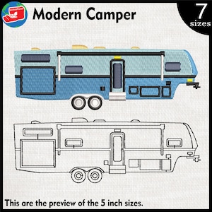 Modern Camper - Designs for Embroidery Machine Instant Download digital embroidering files stitch  cartoon camp holiday camping 1593e