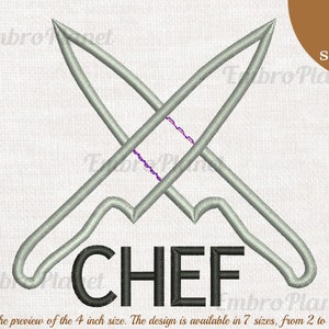 Chef Knives Applique Embroidery Designs: Files For Embroidery Machine (Digital Download)