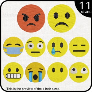 Not Fun Emoji - Designs for Embroidery Machine Instant Download digital file stitch sign icon symbol cartoon chat face set emoticon 1510e