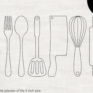 Outline Utensili da cucina - Disegni per macchina da ricamo Instant Download file di ricamo digitale punto 1690e