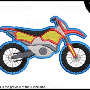 Motocross Bike With Outline - Design for Embroidery Machine Instant Download digital embroidering files stitch patch 1721e