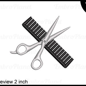 Schere und Kamm Design für Stickmaschine Instant Download digital file stitch sign Cartoon Haircut Haircut Haircut Hair Stylist 1032e Bild 2