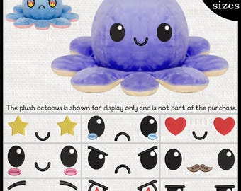 Octopus Faces Embroidery Designs – Instant Download, 9 Sizes (Digital Files)