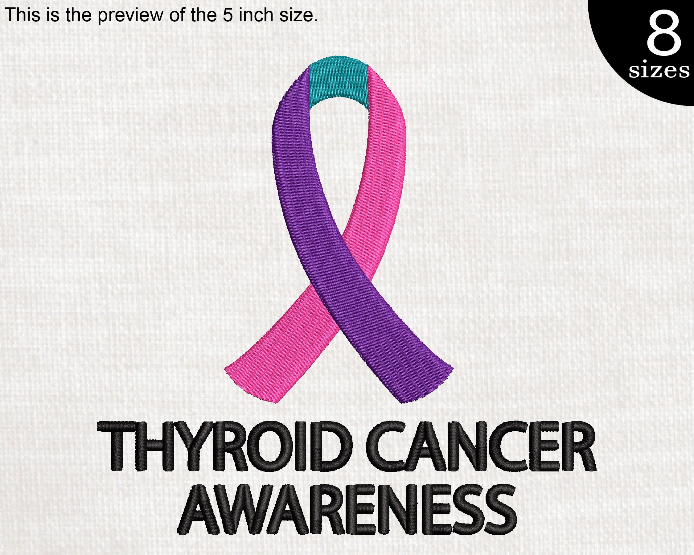 Thyroid Cancer Awareness Purple Ribbon Design for Embroidery Etsy