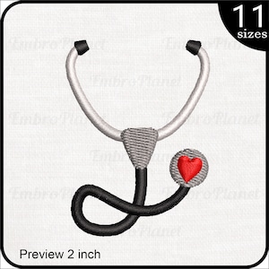 Stethoscope - Design for Embroidery Machine Instant Download digital embroidering files stitch cartoon doctor tool medic hospital 1406e