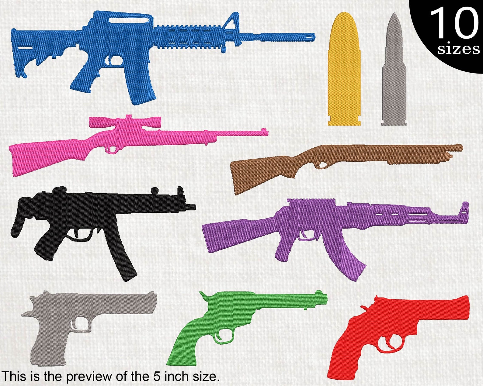 Guns Designs for Embroidery Machine Instant Download Digital Etsy