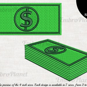 Dollar - Designs for Embroidery Machine Instant Download digital file stitch sign icon pattern cartoon symbol money green dollar 1151e