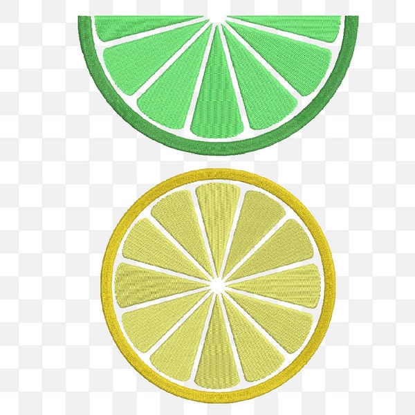 Lime and Lemon - Designs for Embroidery Machine Instant Download Digital Graphic File Stitch 4x4 5x7 inch hoop lemon fruit yellow green 531e