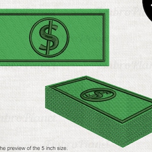 Dollars - Designs for Embroidery Machine Digital Graphic File Stitch Instant Download Commercial Use money cash green dollar back 134e