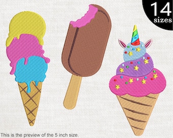 Ice Cream - Designs for Embroidery Machine Instant Download digital file stitch 57e