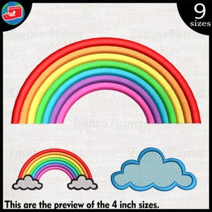 Rainbow - Designs for Embroidery Machine Instant Download digital embroidering files stitch  cartoon rain colorful colors 1484e