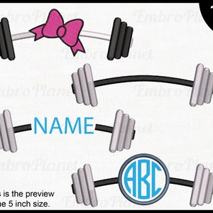 Barbell - Designs for Embroidery Machine Instant Download digital embroidering files stitch gym fitness equipment sport 1683e