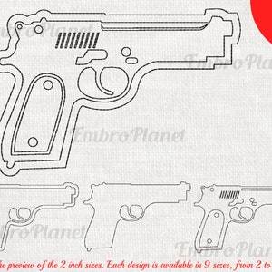 Outline Pistols - Designs for Embroidery Machine Instant Download digital file stitch sign icon pattern cartoon symbol pistol gun 1153e