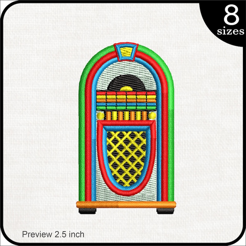 Retro Jukebox Embroidery Design - Vintage Music Icon (instant Download ...