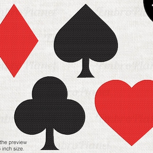 Segni di carte - Disegni per macchina da ricamo Download immediato file di ricamo digitale punto cuore diamanti picche poker 132e