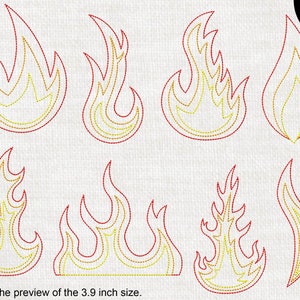 Outlines Fires - Designs for Embroidery Machine Instant Download digital file stitch cartoon fire 1615e