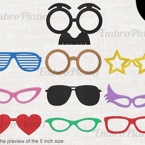 Funny Glasses - Designs for Embroidery Machine Instant Download digital file stitch sign icon symbol cartoon mask disguise star disco 1505e